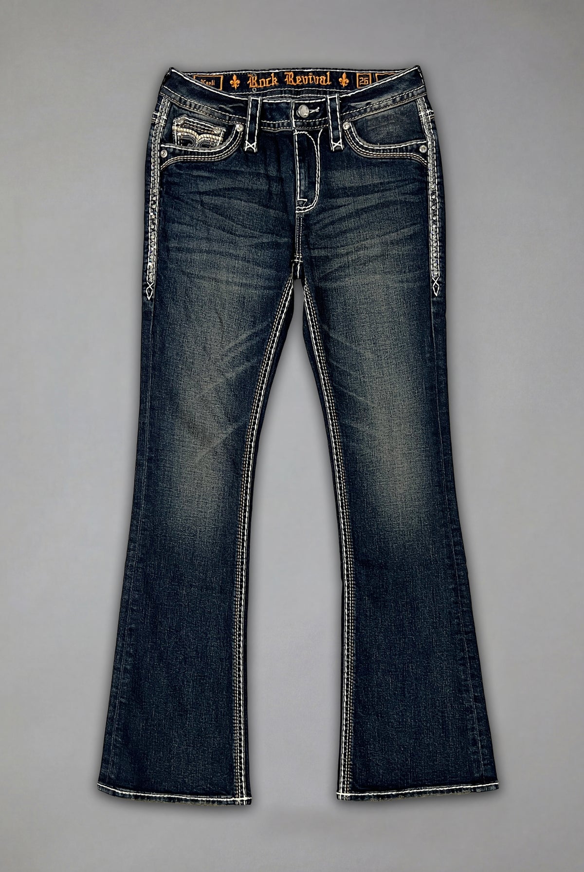 Kaeli Low-Rise Bootcut Jeans in Dark Blue
