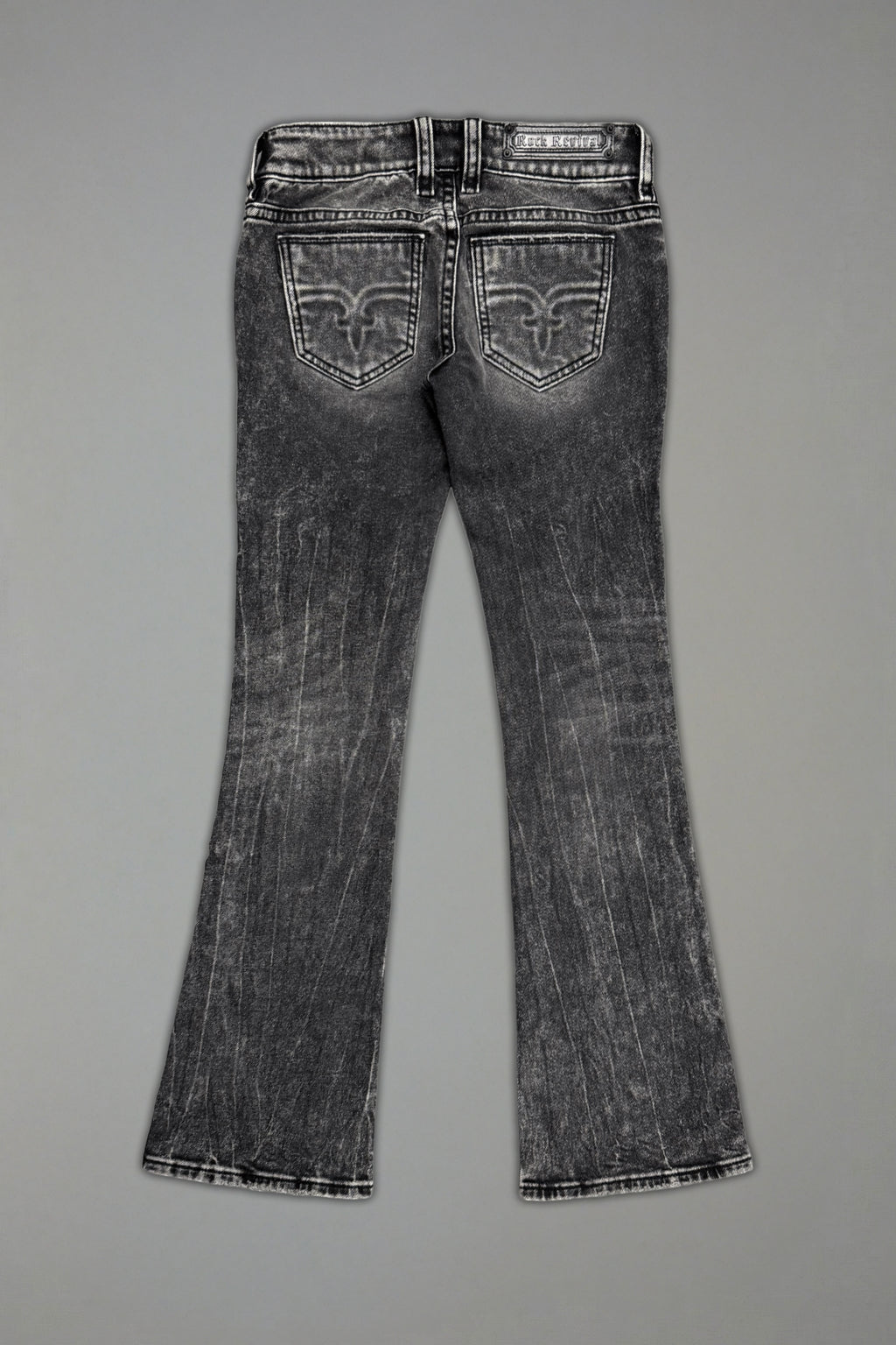 Elaina Low-Rise Bootcut in Acid Black - Rock Revival®
