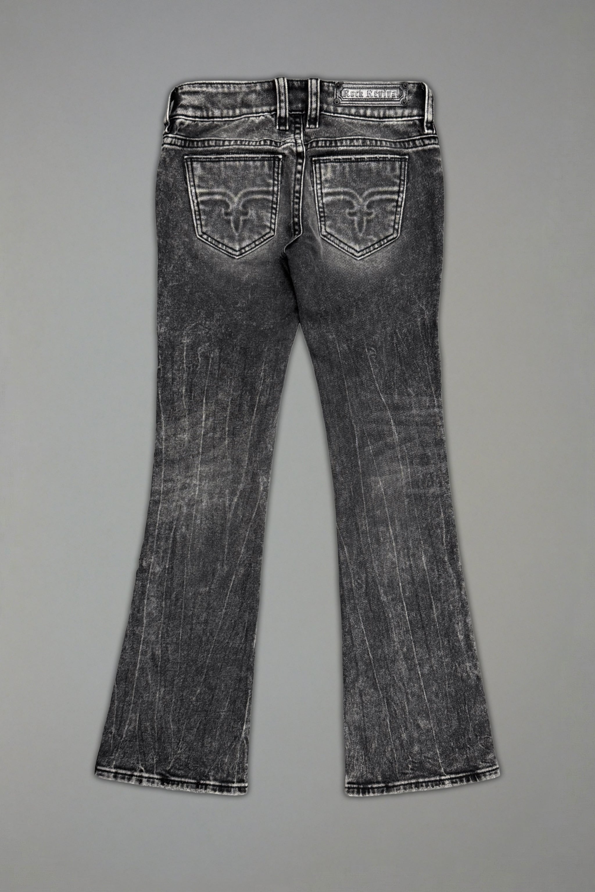 Elaina Low-Rise Bootcut in Acid Black - Rock Revival®