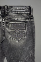 Elaina Low-Rise Bootcut in Acid Black - Rock Revival®