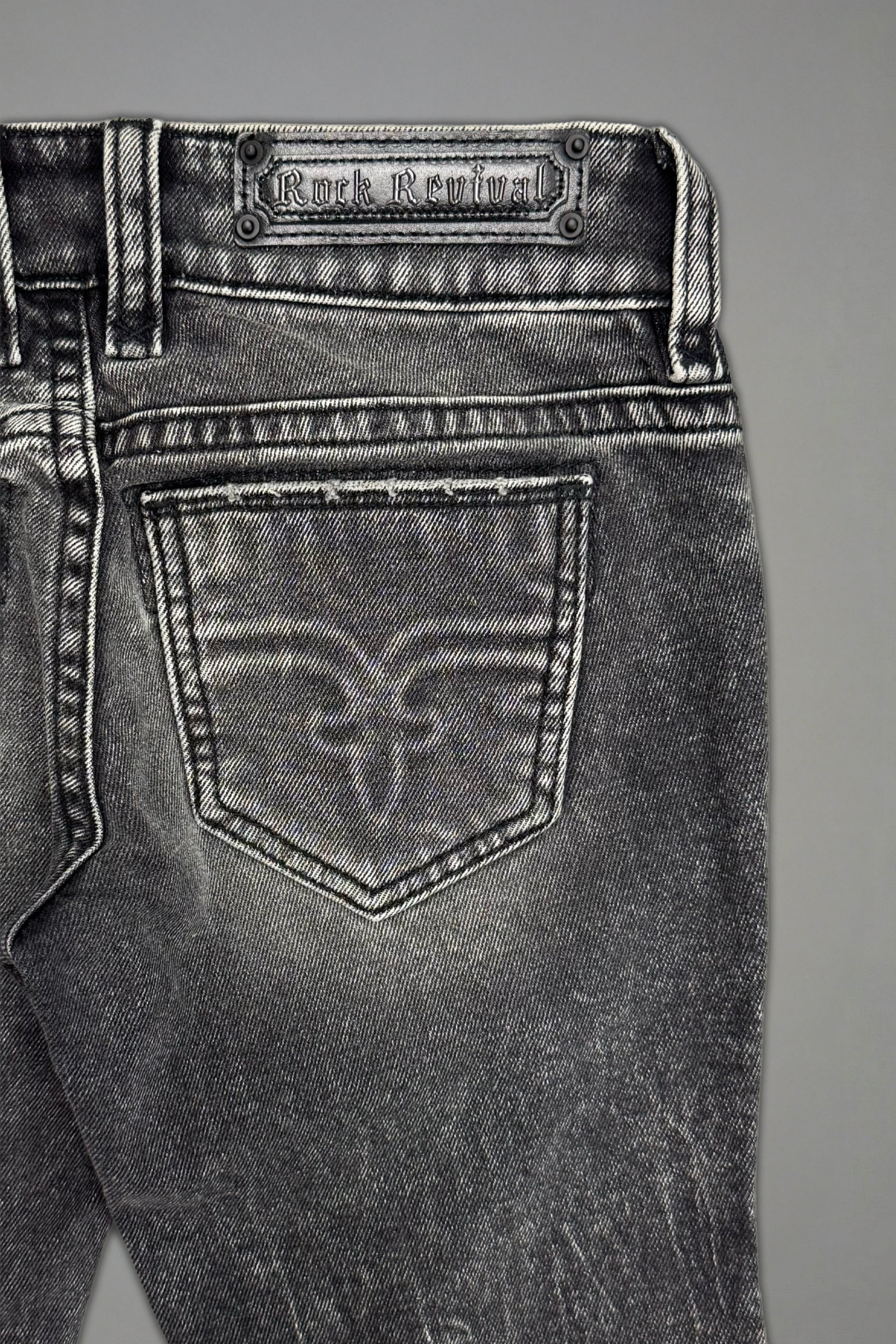 Elaina Low-Rise Bootcut in Acid Black - Rock Revival®