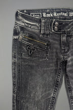 Elaina Low-Rise Bootcut in Acid Black - Rock Revival®