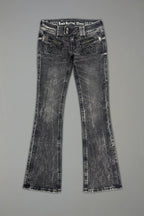 Elaina Low-Rise Bootcut in Acid Black - Rock Revival®