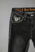 Eira Low-Rise Bootcut Jeans in Black