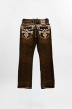 Eggplant Bootcut Jeans in Brown Overdye