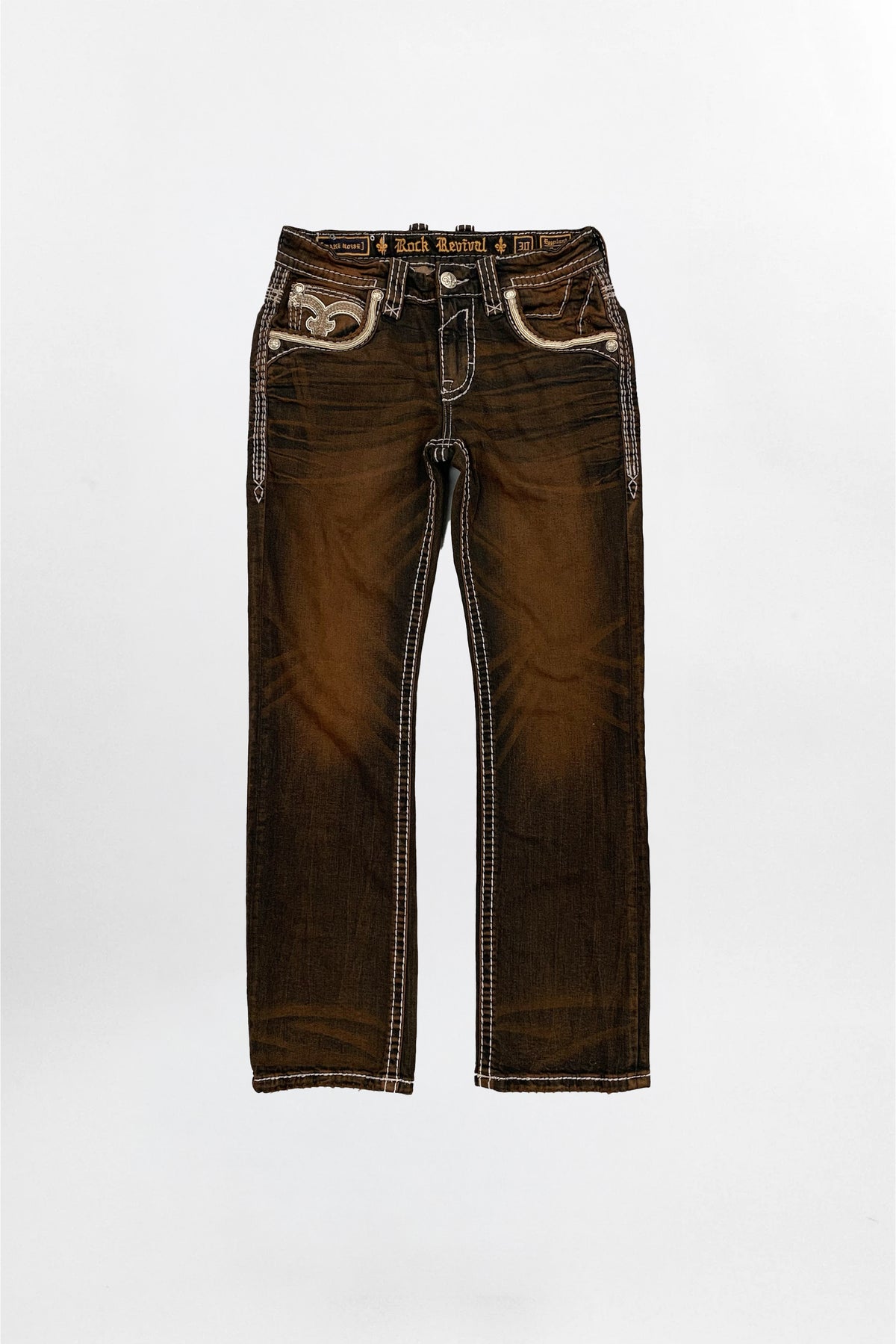 Eggplant Bootcut Jeans in Brown Overdye