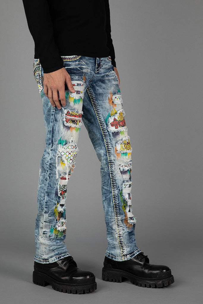 Jaser Slim Straight Jeans | Medium Wash | Rock Revival display picture 1