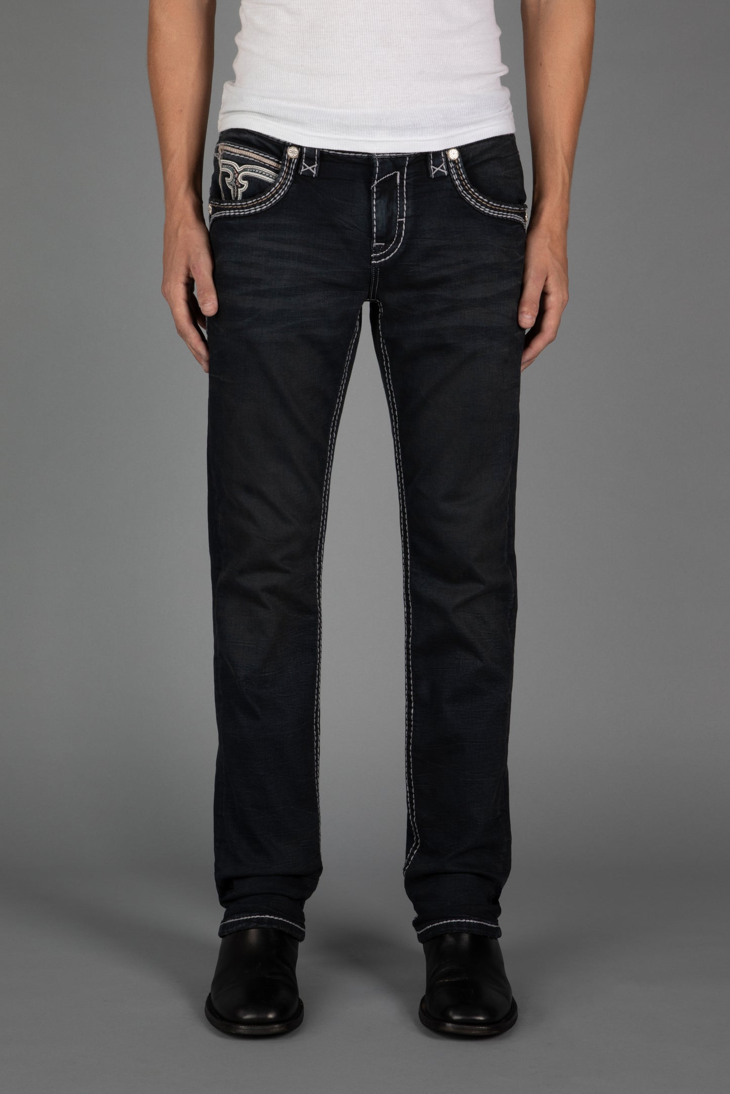 Ermias Straight Jeans in Dark Charcoal - Rock Revival®