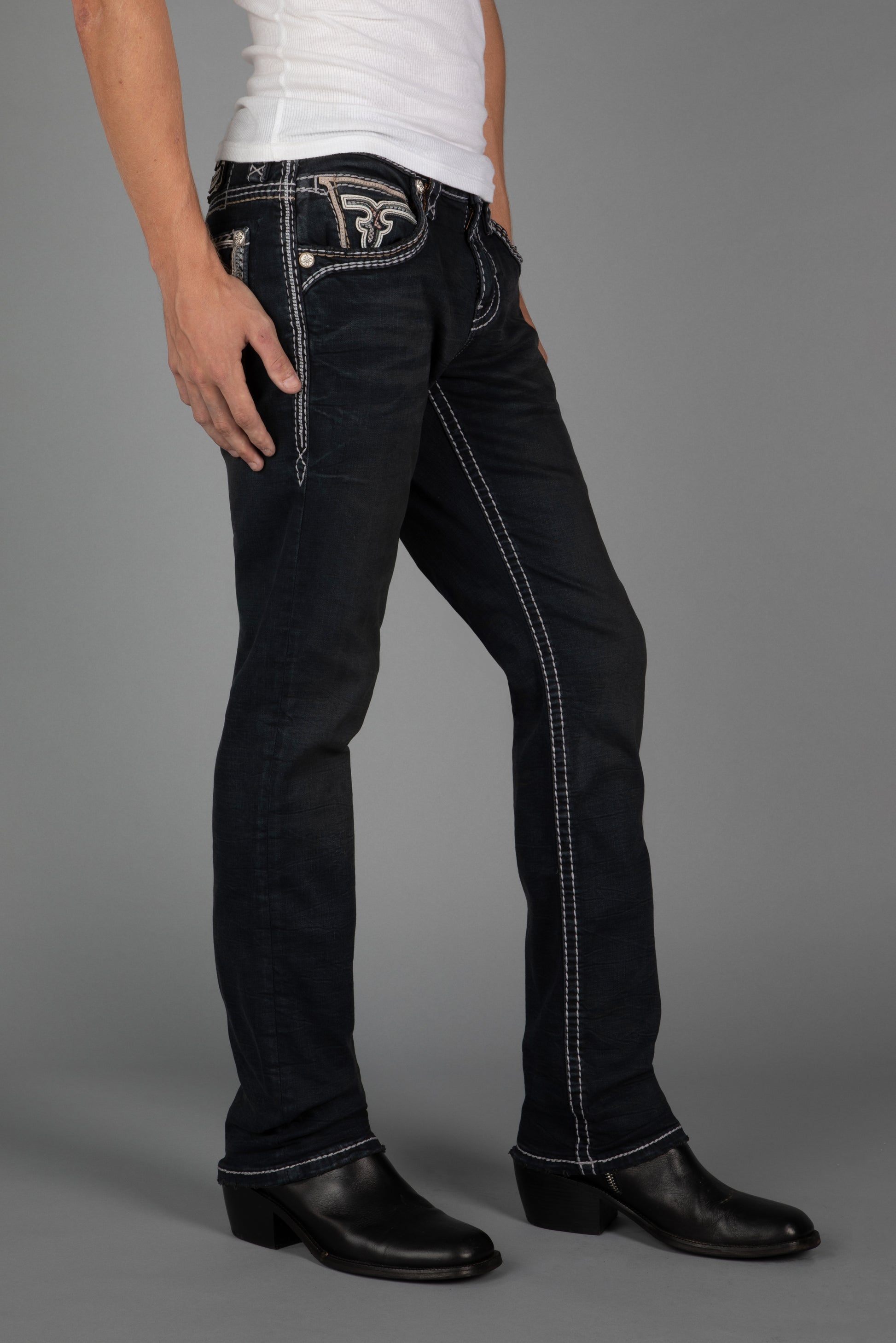 Ermias Straight Jeans in Dark Charcoal - Rock Revival®