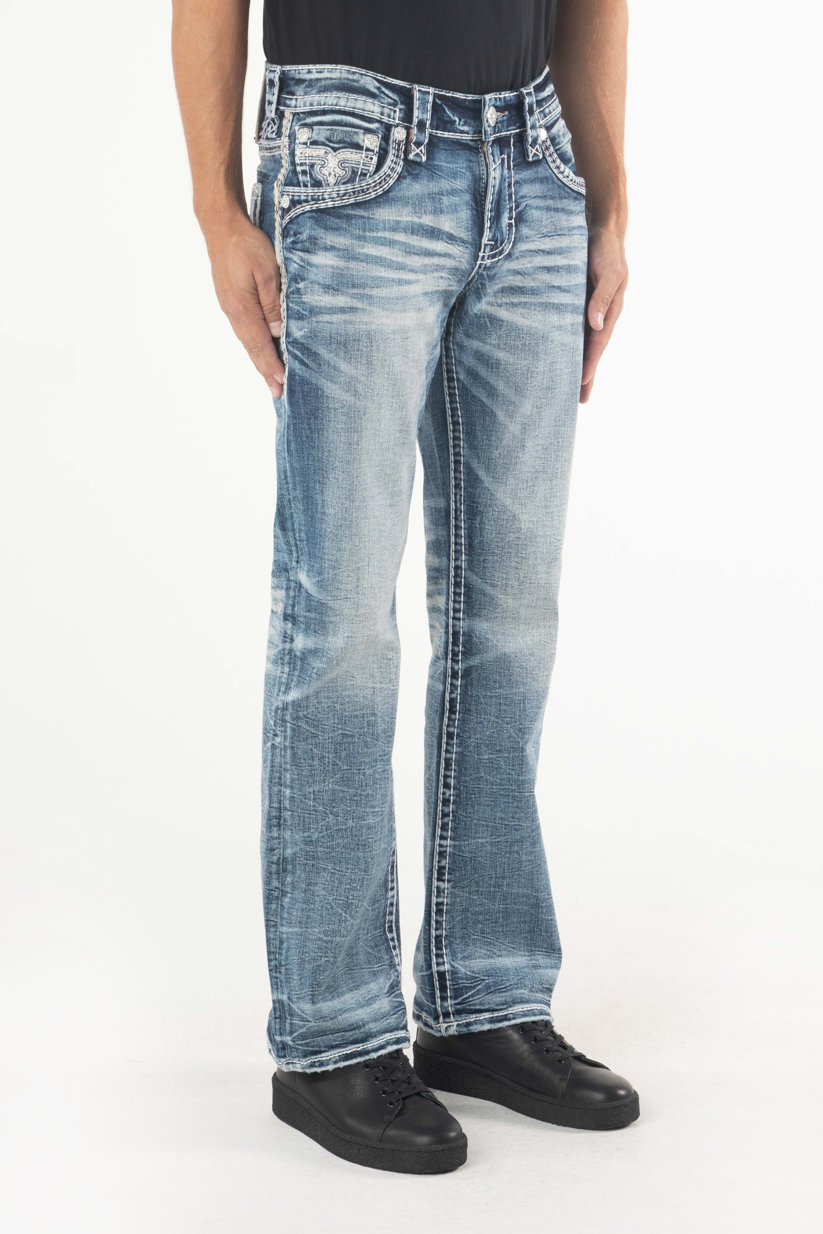 Rock Revival Mick デニムパンツ 32インチ ブーツカット Mckay Bootcut Jeans in Medium Blue – Rock Revival®