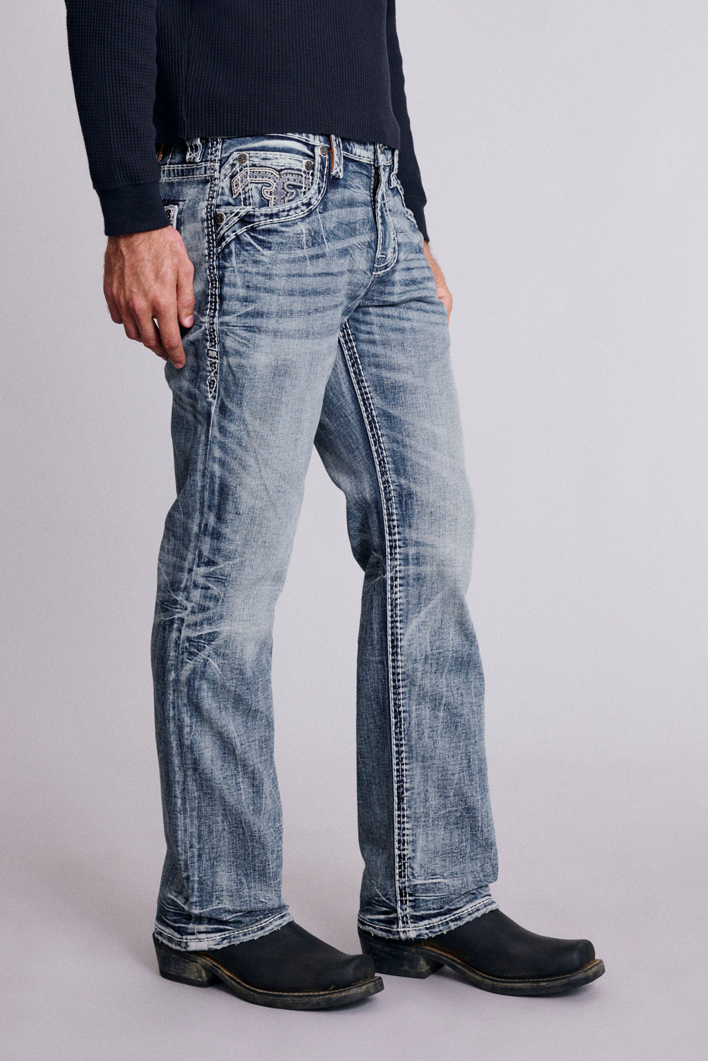 Xander Bootcut Jeans in Medium Blue - Rock Revival®