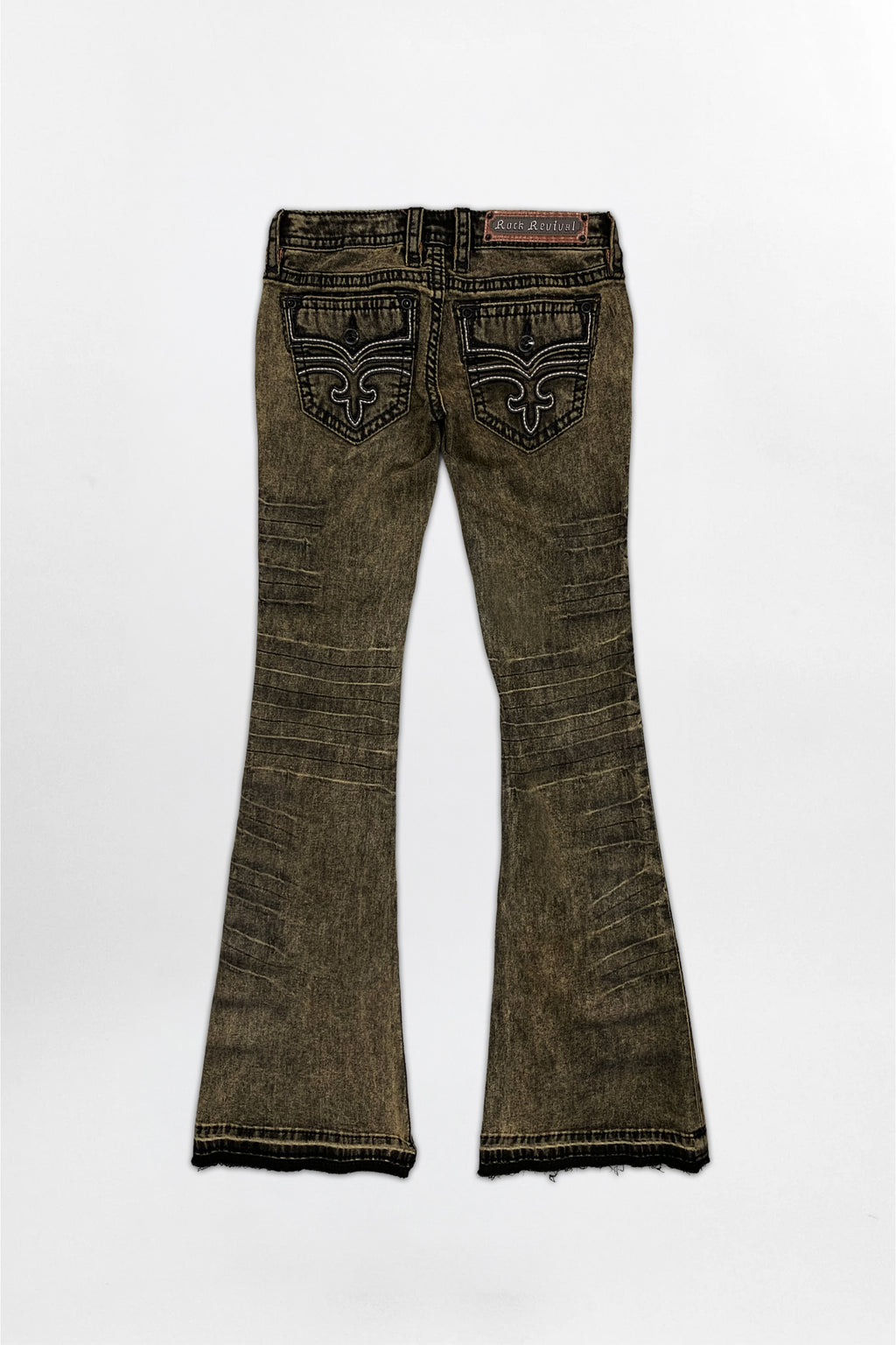 Alivia Super Low-Rise Flare Jeans in Black Olive