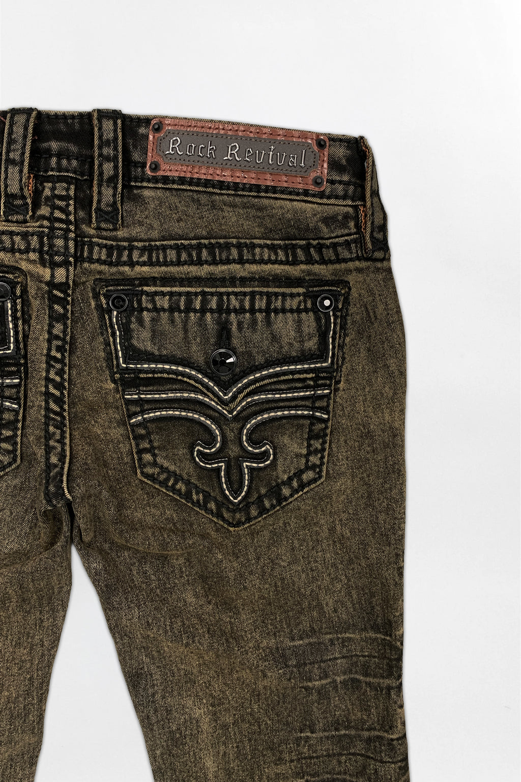 Alivia Super Low-Rise Flare Jeans in Black Olive