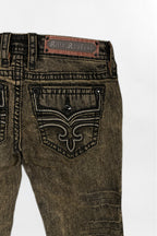 Alivia Super Low-Rise Flare Jeans in Black Olive