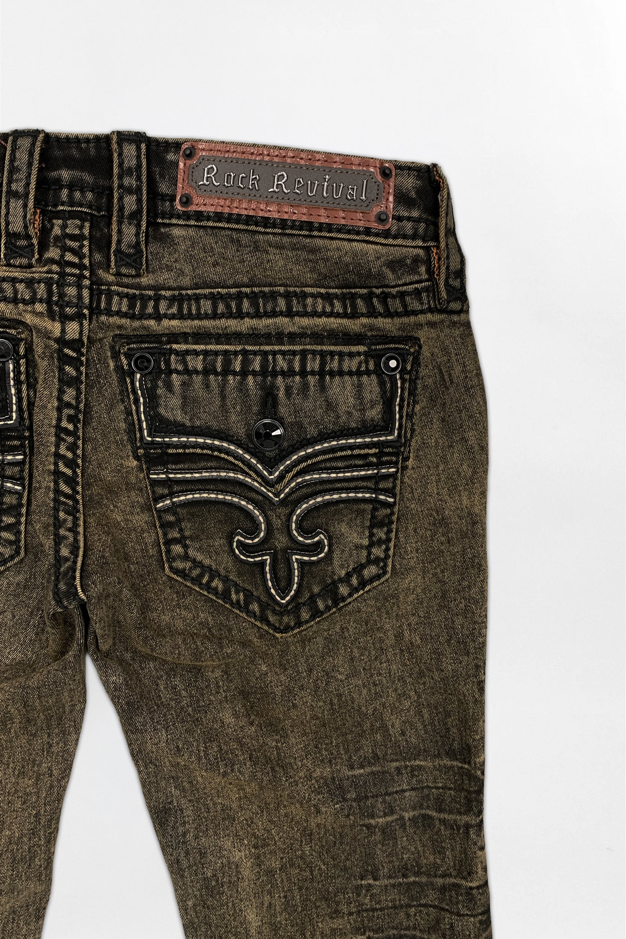 Alivia Super Low-Rise Flare Jeans in Black Olive