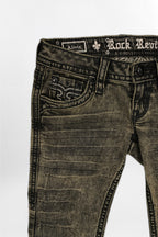 Alivia Super Low-Rise Flare Jeans in Black Olive
