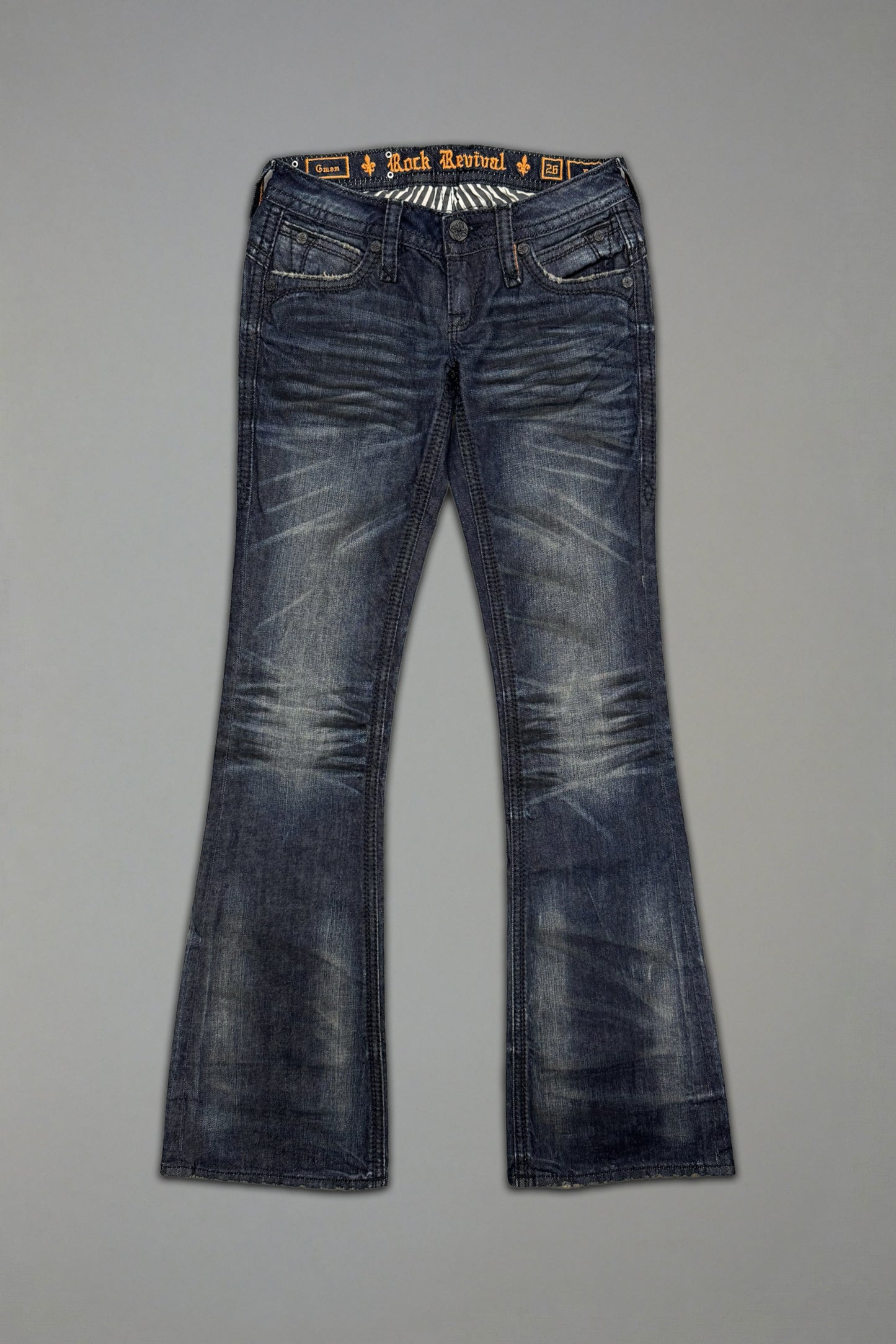 Gwen Super Low-Rise Bootcut Jeans in Perfect Wash - Rock Revival®