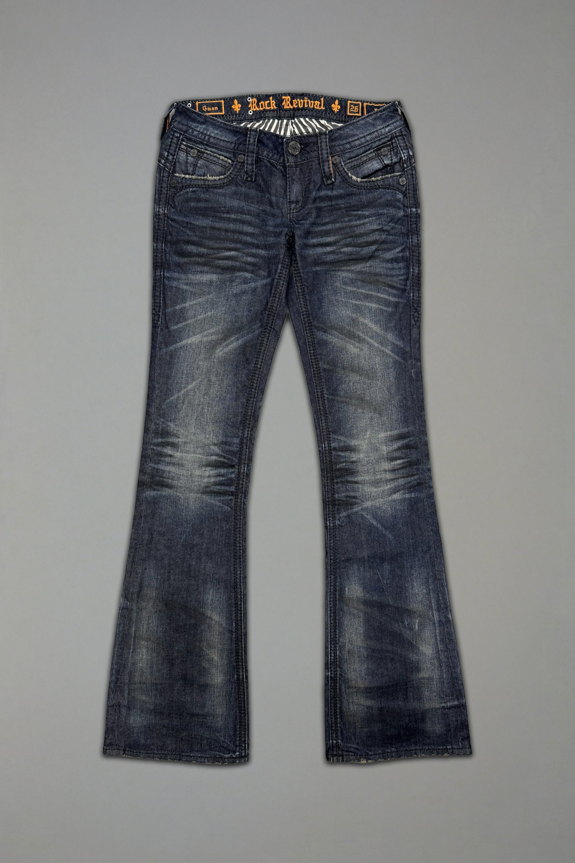 Gwen Super Low-Rise Bootcut Jeans in Perfect Wash - Rock Revival®