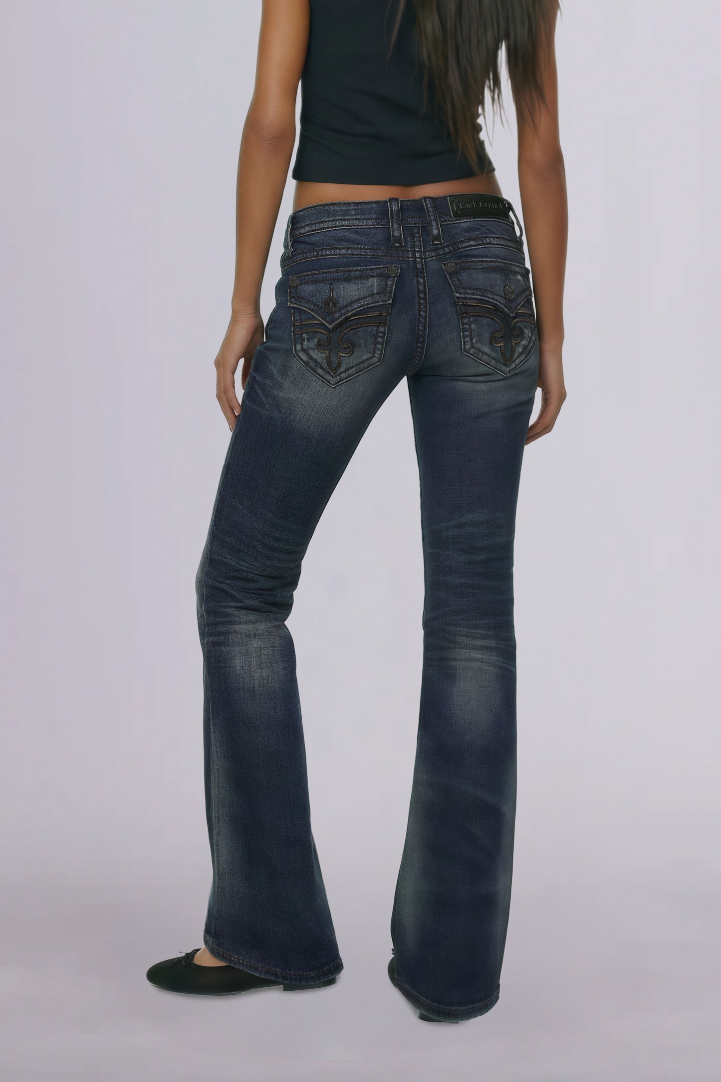 Gwen Super Low-Rise Bootcut Jeans in Perfect Wash - Rock Revival®