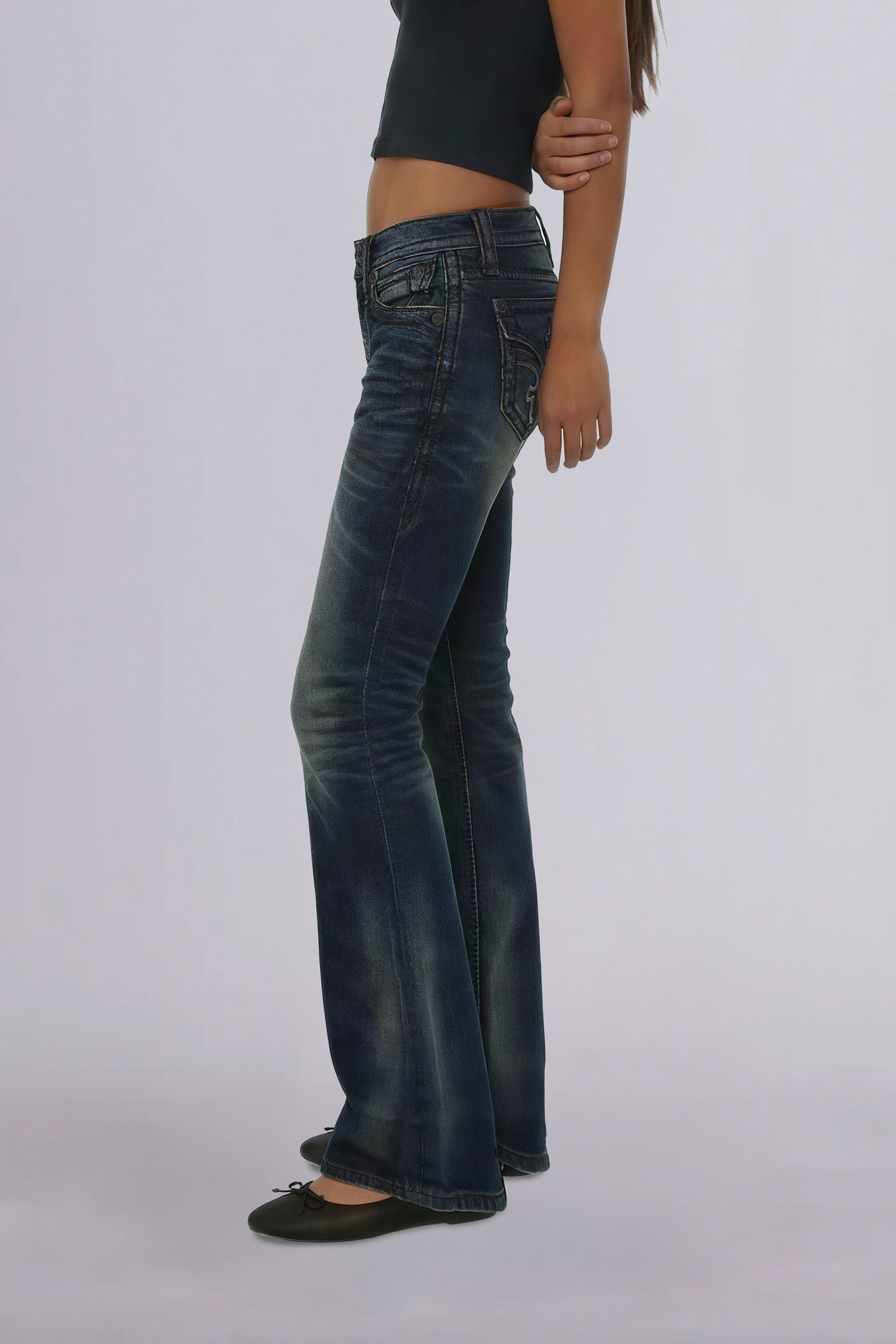 Gwen Super Low-Rise Bootcut Jeans in Perfect Wash - Rock Revival®