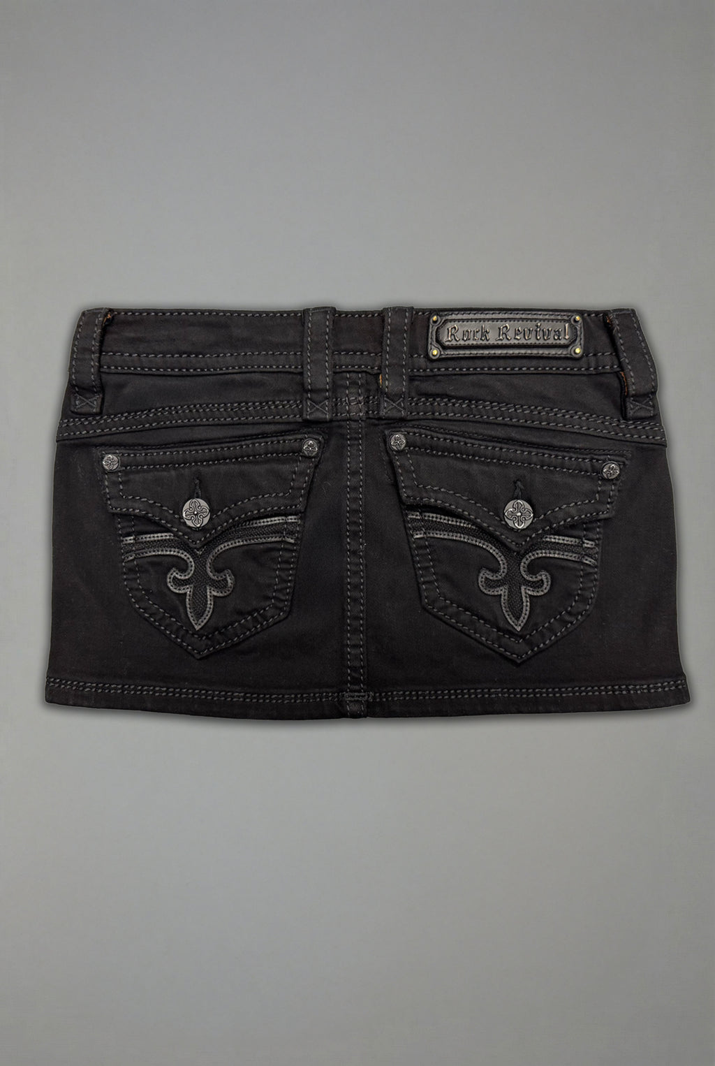 Gwen Super Low-Rise Mini Skirt in Black - Rock Revival®