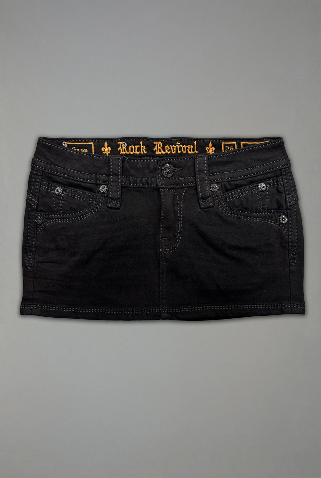 Gwen Super Low-Rise Mini Skirt in Black - Rock Revival®