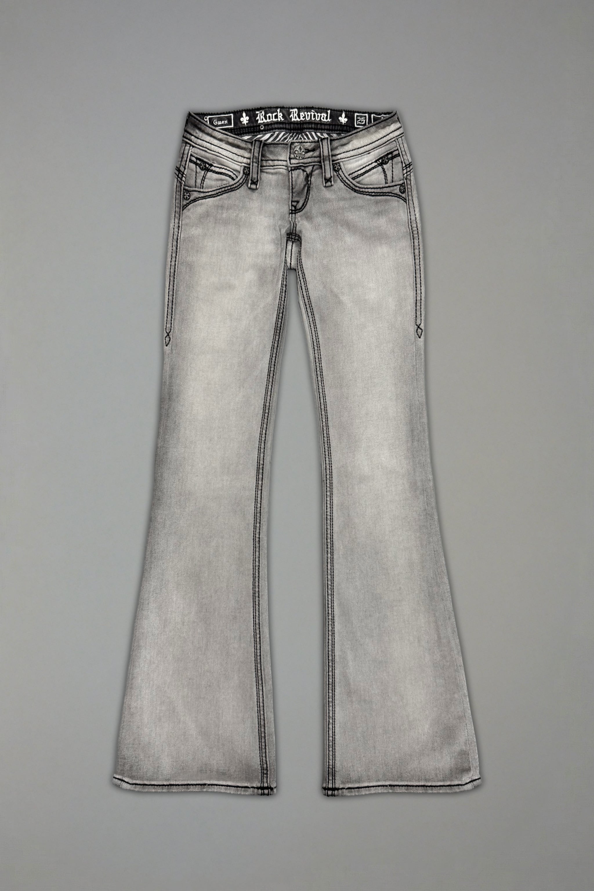 Gwen Super Low-Rise Bootcut in Gray (4/30/26-DESC+IMG) - Rock Revival®