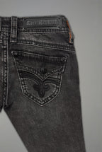 Gwen Super Low-Rise Bootcut in Faded Black - Rock Revival®