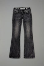 Gwen Super Low-Rise Bootcut in Faded Black - Rock Revival®