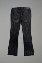 Gwen Super Low-Rise Bootcut in Black Fade Coated - Rock Revival®