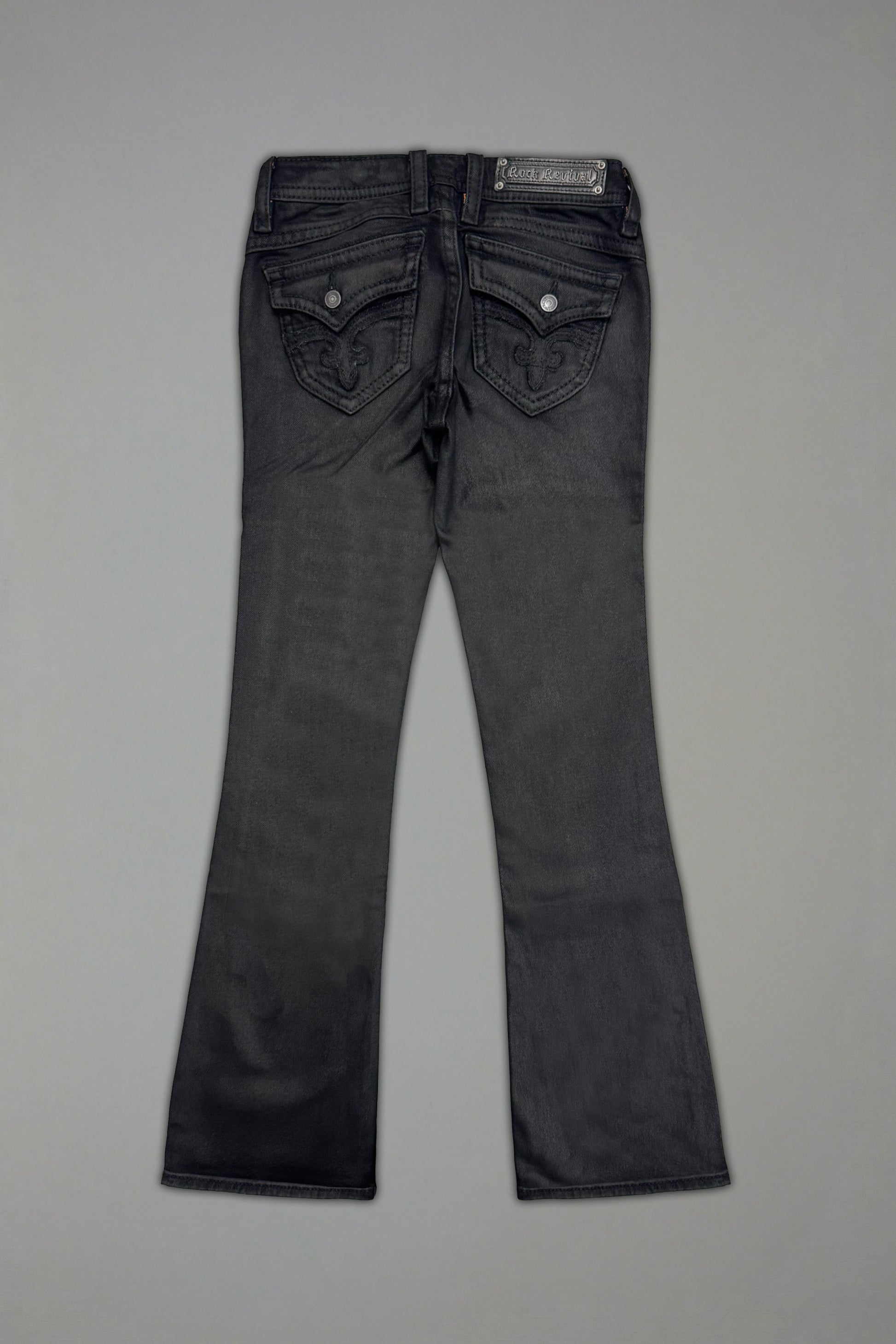 Gwen Low-Rise Flare Jeans in Black Coating (2/15/26+DESC+IMG) hold Eric - Rock Revival®