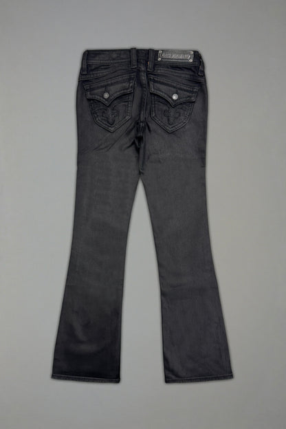 Gwen Low-Rise Flare Jeans in Black Coating (2/15/26+DESC+IMG) hold Eric - Rock Revival®