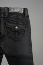 Gwen Low-Rise Flare Jeans in Black Coating (2/15/26+DESC+IMG) hold Eric - Rock Revival®