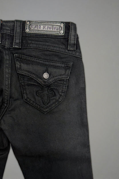 Gwen Low-Rise Flare Jeans in Black Coating (2/15/26+DESC+IMG) hold Eric - Rock Revival®