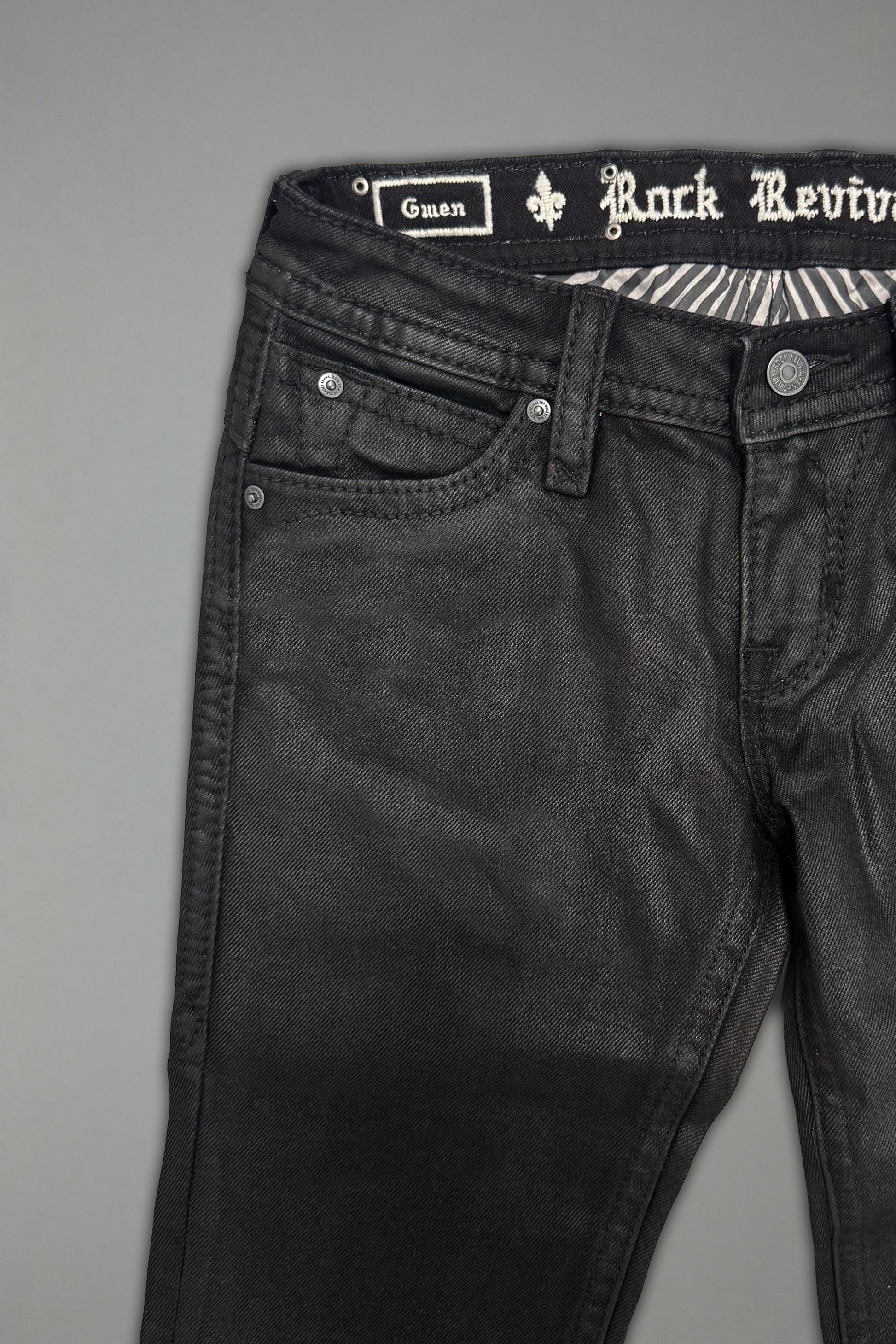 Gwen Low-Rise Flare Jeans in Black Coating (2/15/26+DESC+IMG) hold Eric - Rock Revival®