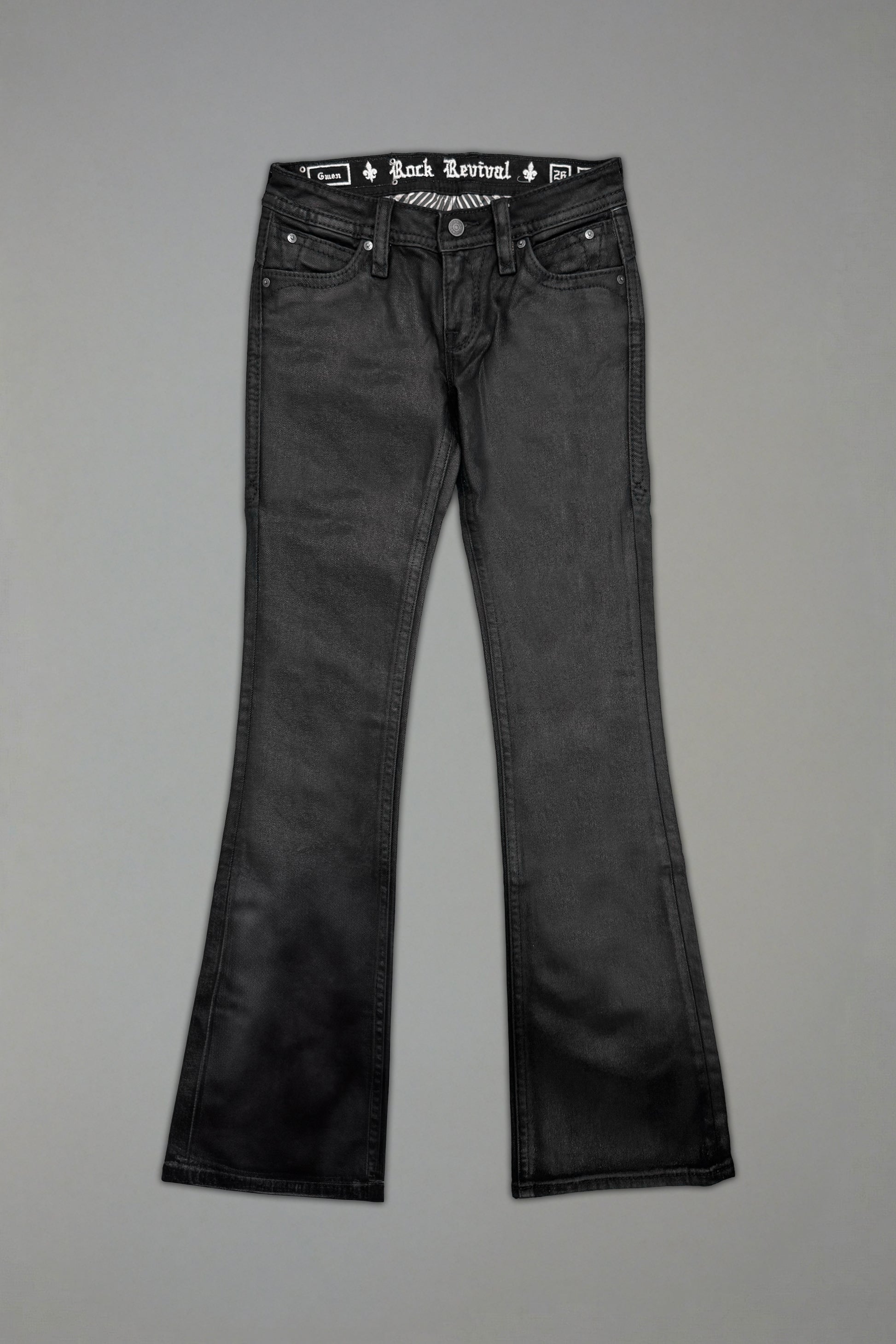 Gwen Low-Rise Flare Jeans in Black Coating (2/15/26+DESC+IMG) hold Eric - Rock Revival®