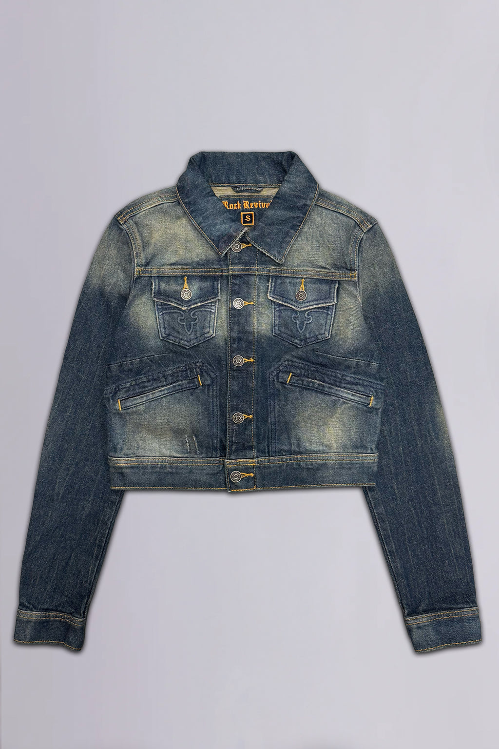 Gwen Cropped Fitted Denim Jacket in Desert Sand - Rock Revival®