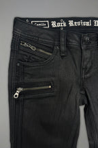 Camille Super Low-Rise Moto Skinny in Black Coating - Rock Revival®