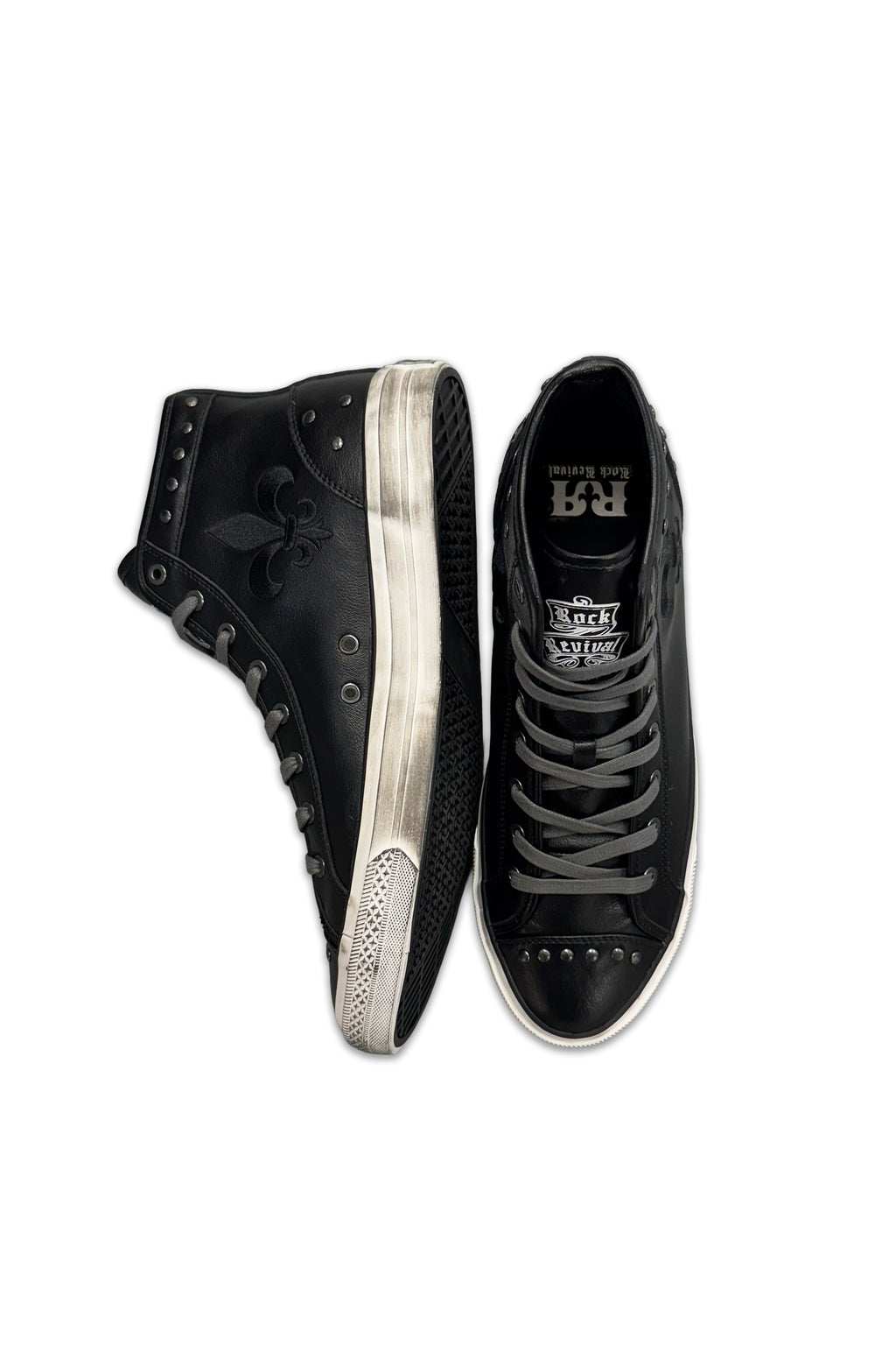 Roadie Hi-Top Sneakers in Black - Rock Revival®