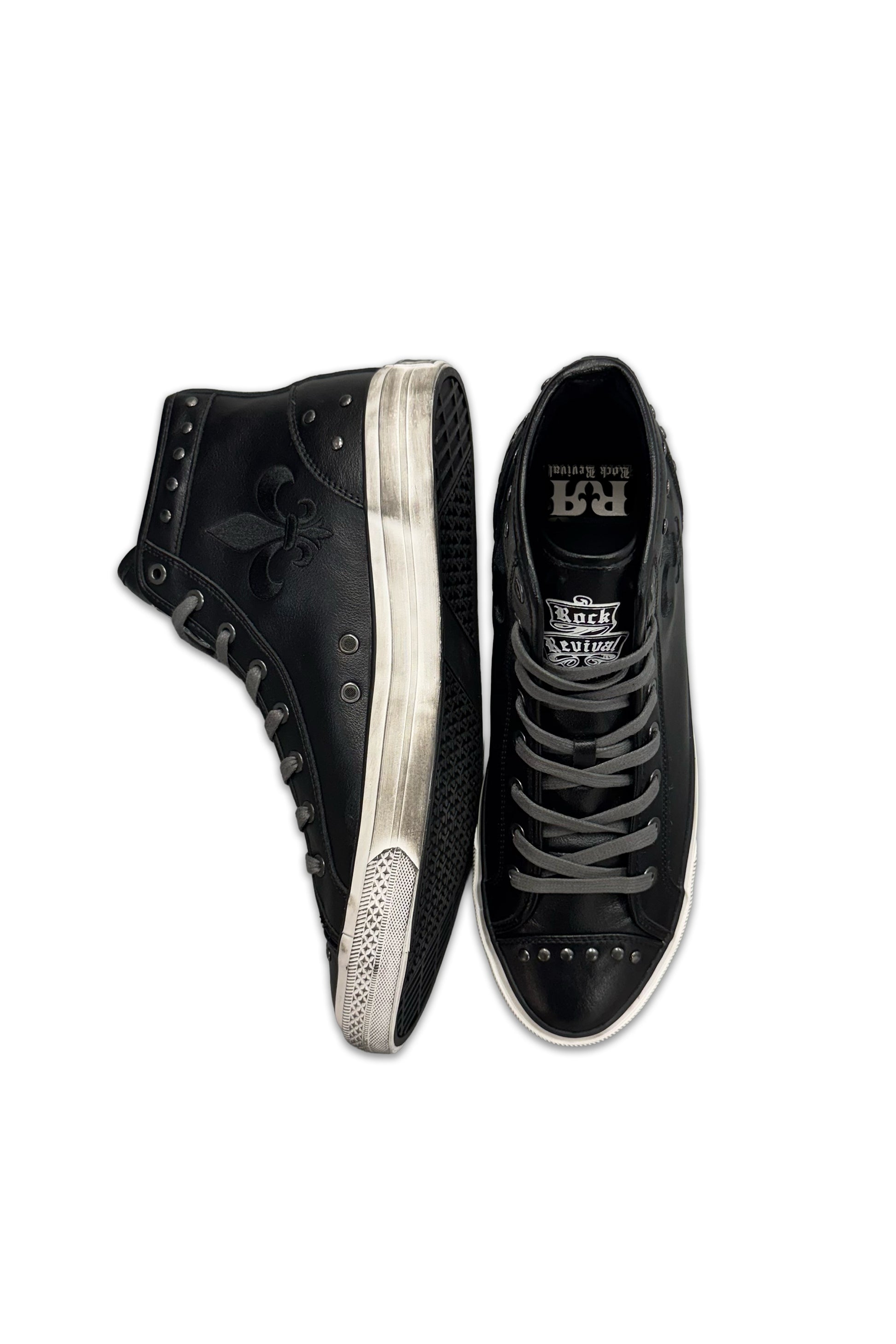 Roadie Hi-Top Sneakers in Black - Rock Revival®