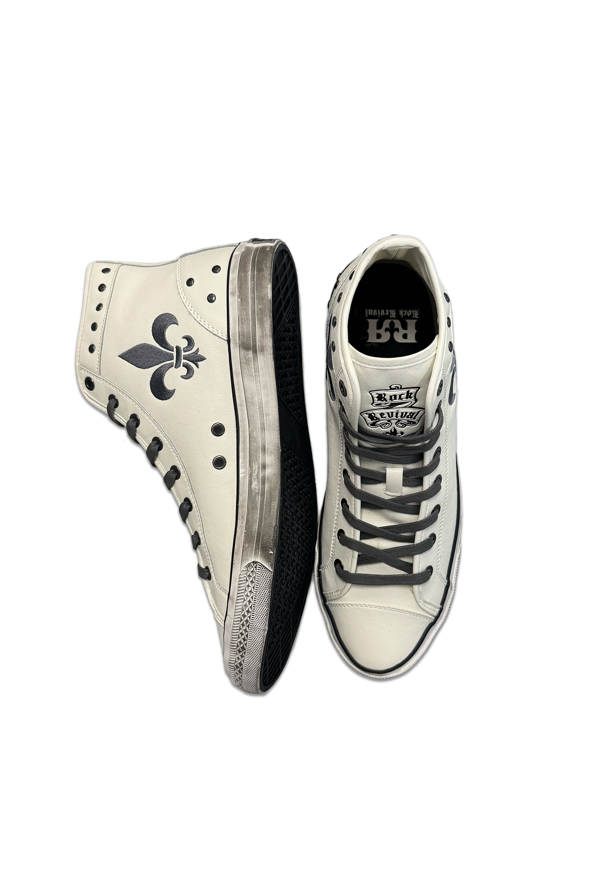 Roadie Hi-Top Sneakers in White - Rock Revival®
