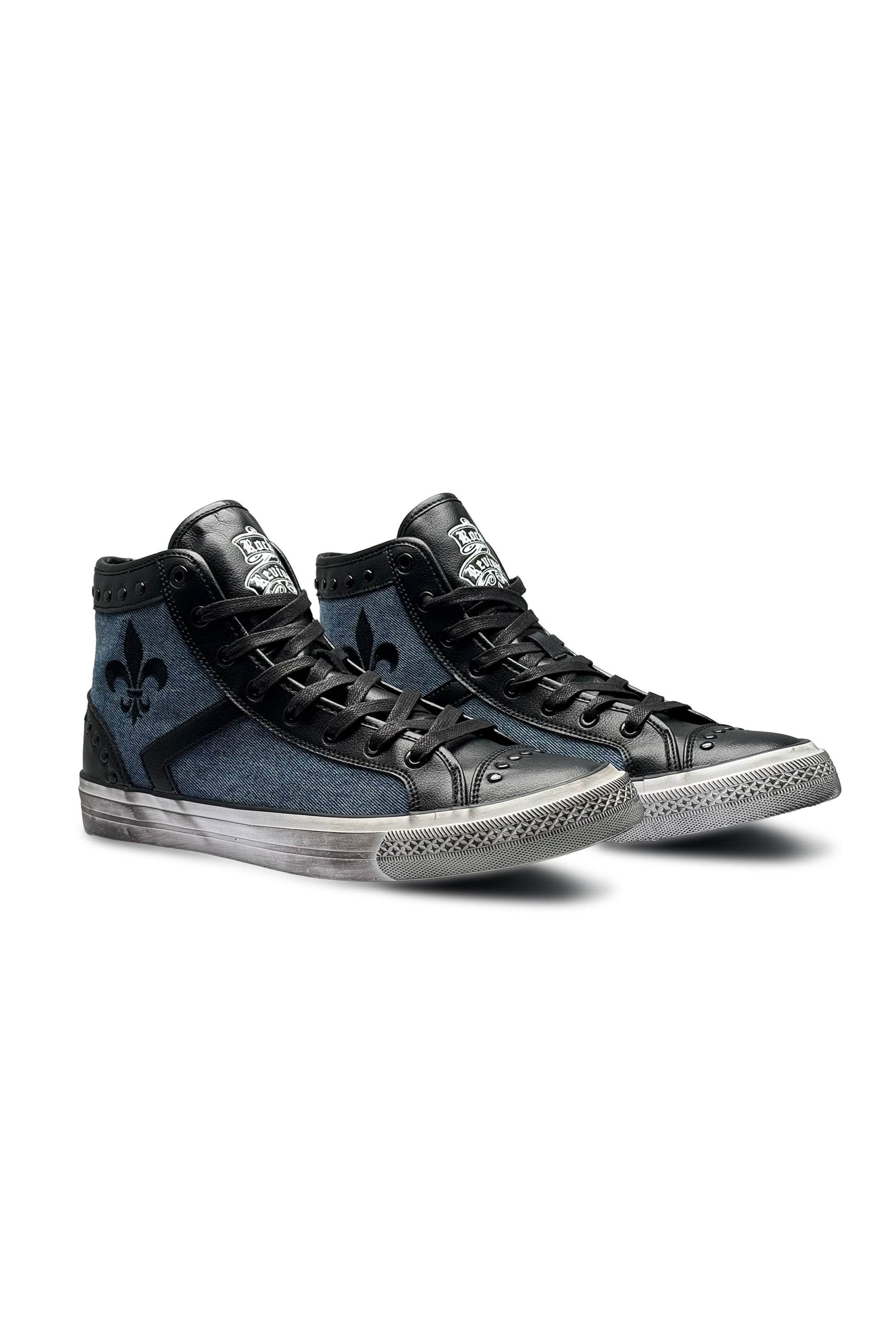 Riff Hi-Top Sneakers in Blue Denim - Rock Revival®