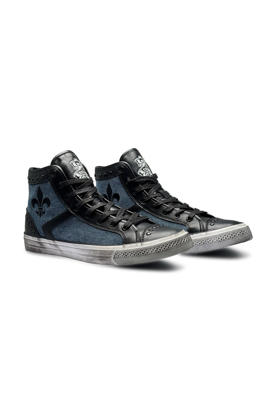 Riff Hi-Top Sneakers in Blue Denim - Rock Revival®