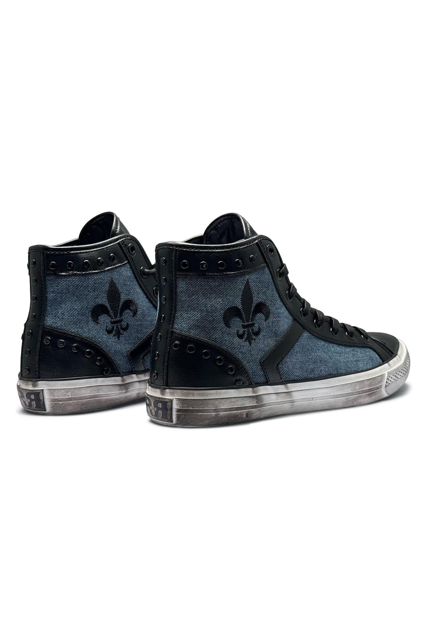 Riff Hi-Top Sneakers in Blue Denim - Rock Revival®