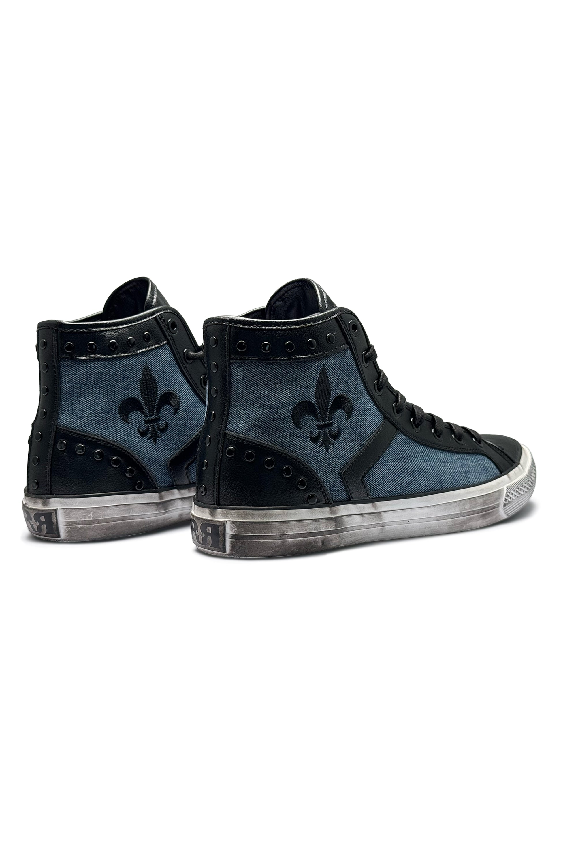 Riff Hi-Top Sneakers in Blue Denim - Rock Revival®