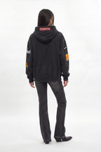 (RRH00000-PW) - Patchwork Hoodie in Black (Women's Version) - Rock Revival®