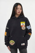 (RRH00000-PW) - Patchwork Hoodie in Black (Women's Version) - Rock Revival®