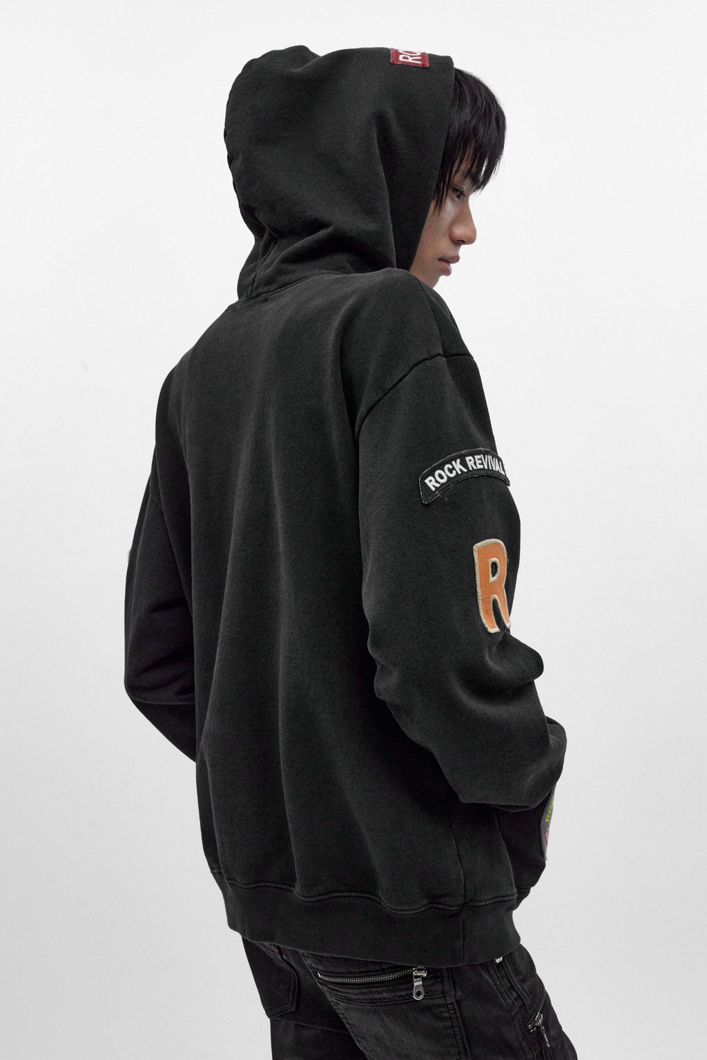 RRH00000-P BLACK - Patchwork Hoodie in Black (4/30/26-DESC+IMG+MSRP) - Rock Revival®