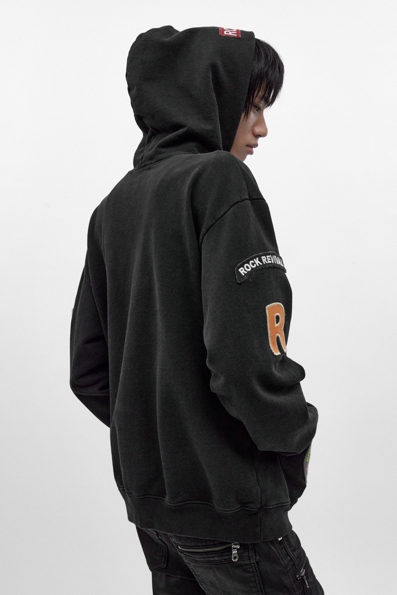 RRH00000-P BLACK - Patchwork Hoodie in Black (4/30/26-DESC+IMG+MSRP) - Rock Revival®