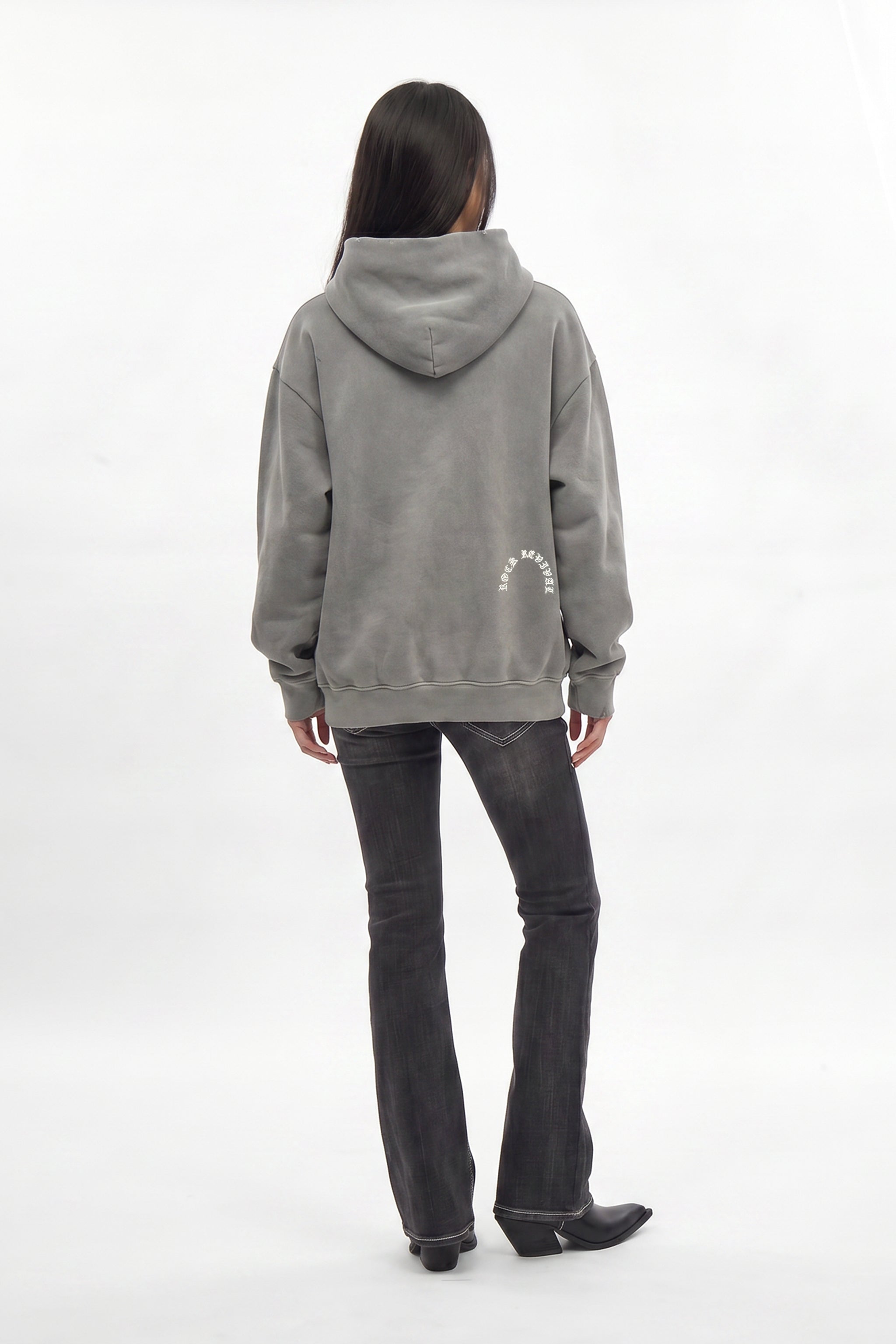 (RRH10215W)Statement FDL Emblem Hoodie in LA Gray (Women's Version) - Rock Revival®